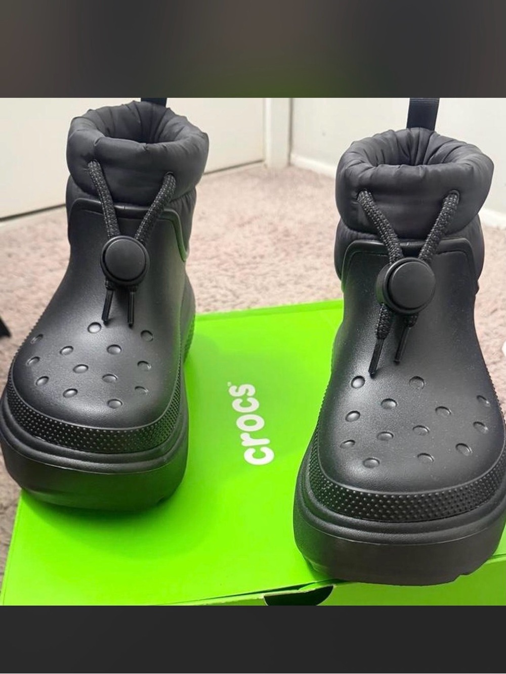 CROCS Black Puff-Top Waterproof Clog Boots